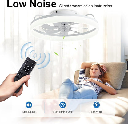 Ceiling Fans with Lights and Remote,20" Fandelier Ceiling Fan Flush