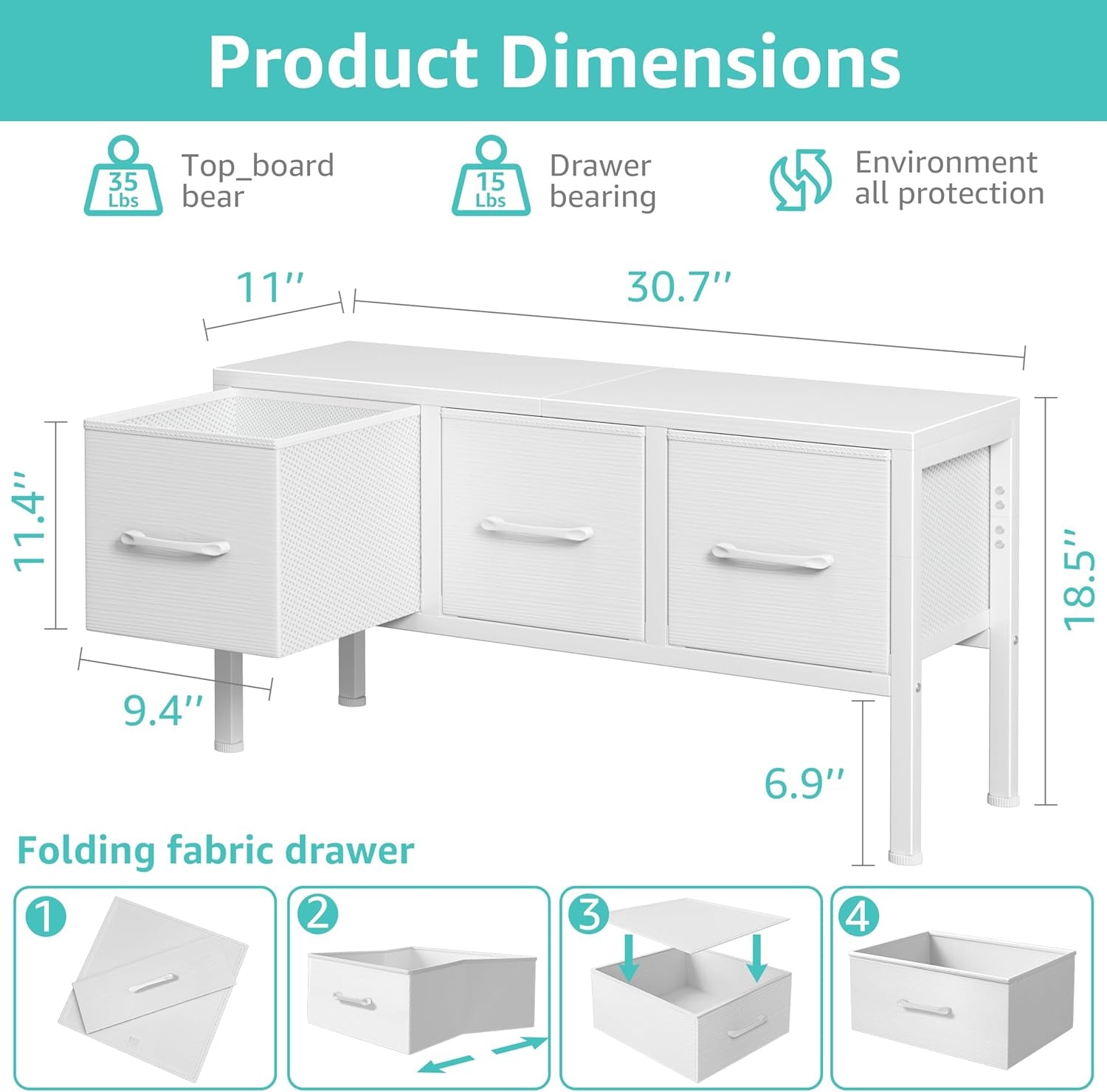 White Closet Storage Organizer With Fabric Drawers-1