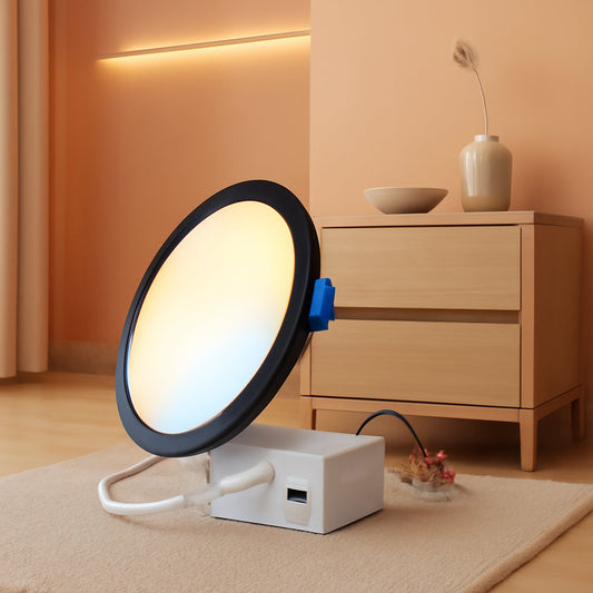 Six Inch Black LED Recessed Ceiling Light 5CCT Dimmable With Junction Box 24 Pack-0