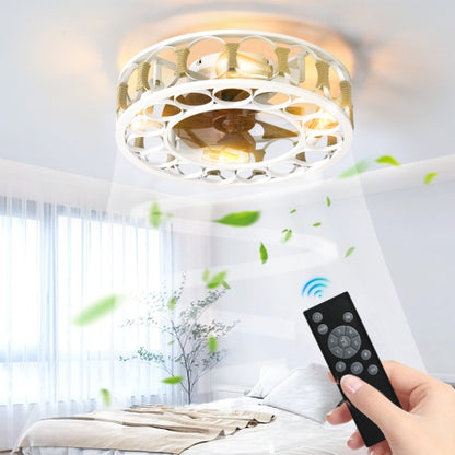 Cage Ceiling Fan With Light Remote Control, Semi-recessed Modern Ceiling Fan, 6 Speed Reversible Blades, 4 LED Bulbs Included Unavailable Platforms- Temu
