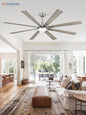 72 Inch Brushed Nickel Modern Ceiling Fans with Lights and Remote,