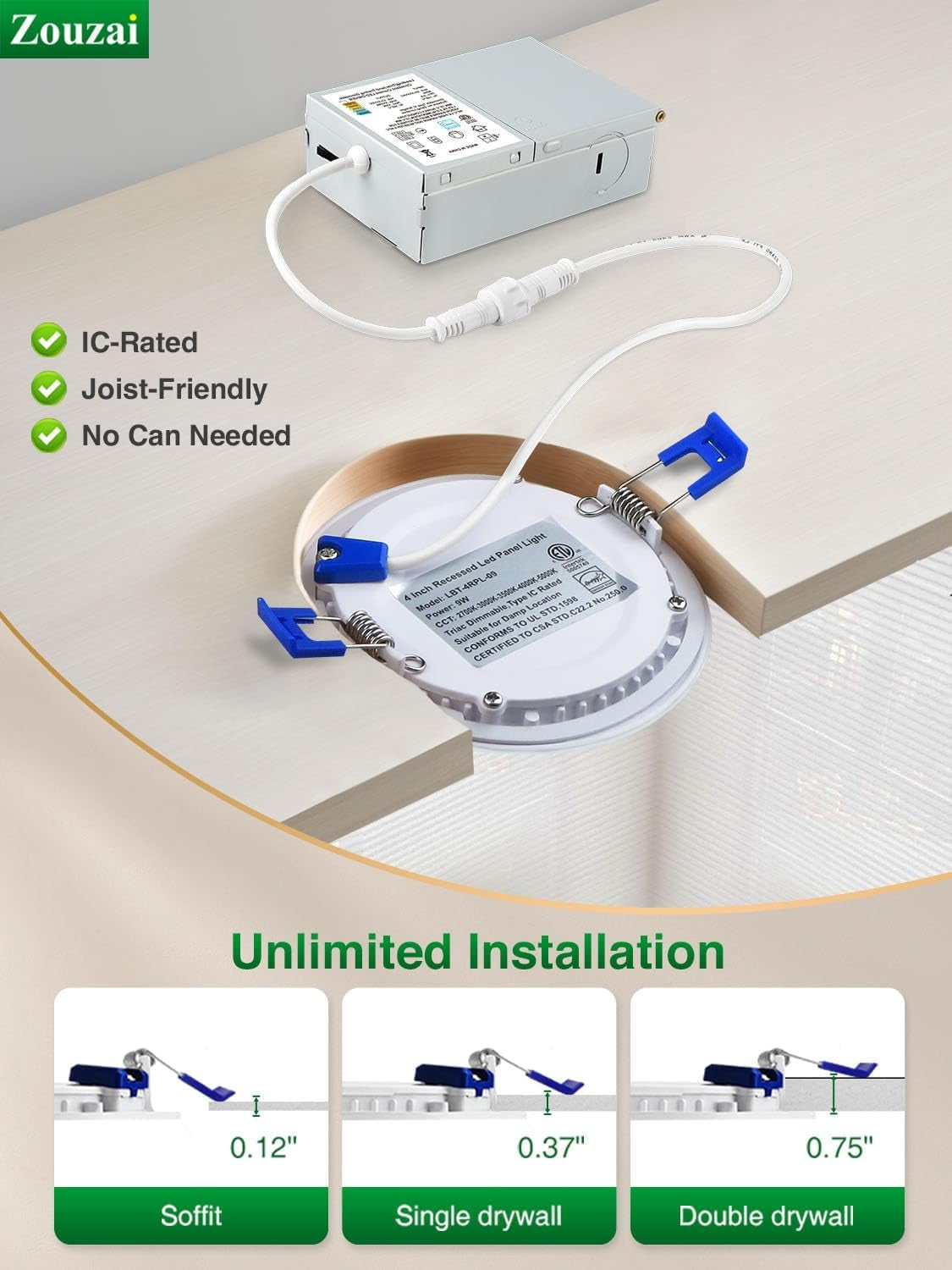 24 Pack 6 Inch Ultra-Thin LED Recessed Ceiling Light with Junction Box