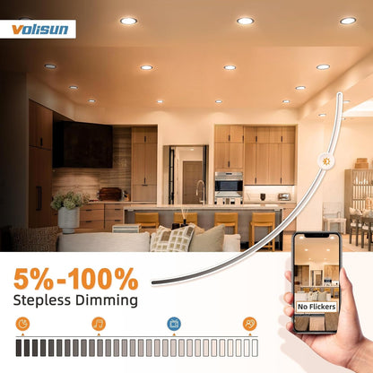 24 Pack 6 Inch Recessed Lighting, 5CCT LED Black Recessed Light,