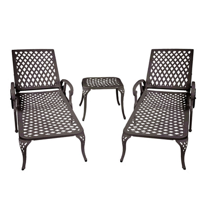 Aluminium Cast lounge chair 2pcs brown