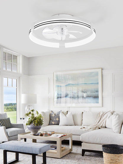 Low Profile Ceiling Fans with Lights and Remote, 20 Inch Flush Mount Ceiling Fan with Light, 3000K-6000K Dimmable Fandelier LED Fan Light, 6 Wind Speeds Black Ceiling Fans for Bedroom