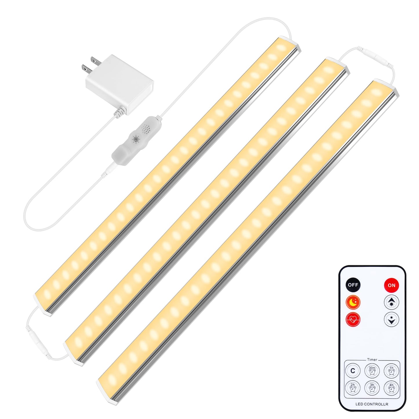 Maylit Under Cabinet Lights Plug in, 3 Pcs 12 Inch Ultra Thin Under Cabinet Lighting, Super Bright Daylight White Under Counter Lights for Kitchen, Dimmable Light for Cabinet, Counter, Workbench, Desk
