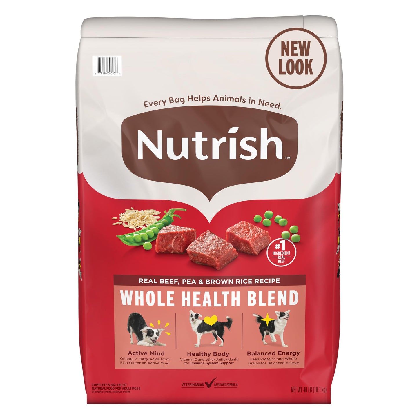 Nutrish Real Beef, Pea & Brown Rice Recipe Whole Health Blend Dry Dog Food, 40 lb. Bag, Packaging May Vary (Rachael Ray)