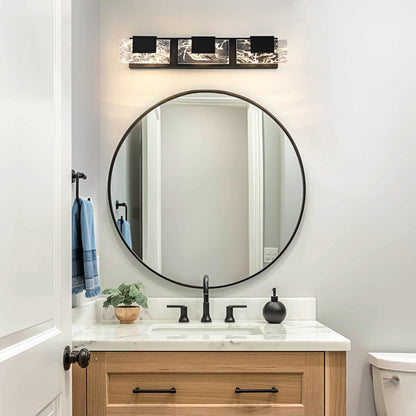 LED Bathroom Vanity Light: 24 inch Brushed Gold Acrylic Modern Lighting Fixtures - 3 Lights Contemporary Smoke Design Wall Lights Fixture Over Mirror 3000K