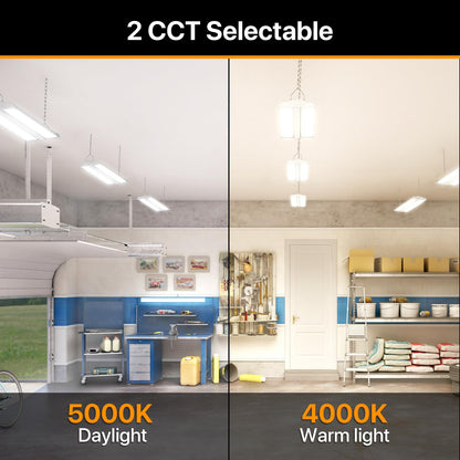 High Bay Led Shop Lights 150W 2Pack 4000K/5000K Switchable Linear High Bay Light Directional 0-10V Dimmable 100-277V Hardwire 135LM/W Commercial Lighting for Warehouse, Workshop, Supermarket