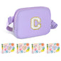 COSHAYSOO Pink Belt Bag Small Waist Fanny Pack Mini Crossbody Purse with Initial Preppy Letter Patch for Teen Girl Women Workout, Cross Body Chest Pouch Trending Birthday Gift Idea (S)