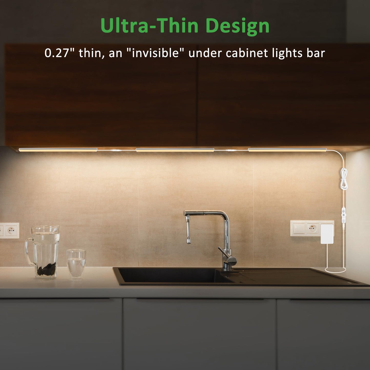 Maylit Under Cabinet Lights Plug in, 3 Pcs 12 Inch Ultra Thin Under Cabinet Lighting, Super Bright Daylight White Under Counter Lights for Kitchen, Dimmable Light for Cabinet, Counter, Workbench, Desk