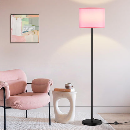 Modern Floor Lamp Simple Design with White Shade, Foot Pedal Switch, 60" Small Tall Lamps for Living Room Bedroom Office Dining Room Kitchen, Black Pole Lamp(Without Bulb)