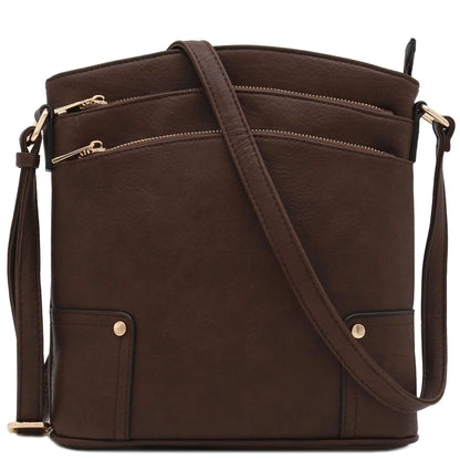 ALYSSA Triple Zip Pocket Large Crossbody Bag