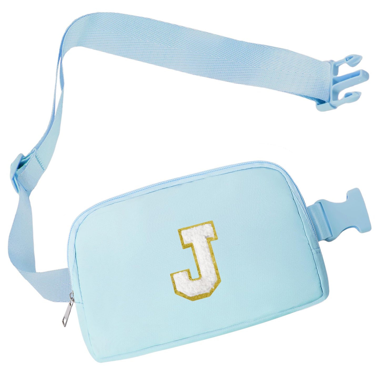 COSHAYSOO Pink Belt Bag Small Waist Fanny Pack Mini Crossbody Purse with Initial Preppy Letter Patch for Teen Girl Women Workout, Cross Body Chest Pouch Trending Birthday Gift Idea (S)