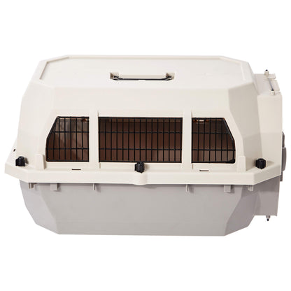 Amazon Basics 2-Door Top-Load Hard-Sided Dogs, Cats Pet Travel Carrier, Gray & Blue, 22.8"L x 15.0"W x 13.0"H