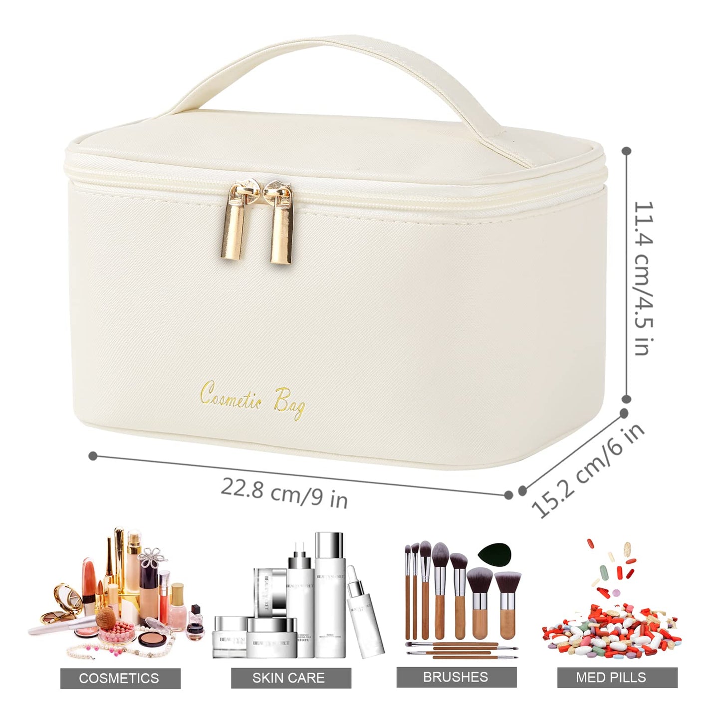 Meiyuuo Cute Makeup Bag Small Cosmetic Bags for Women Girls Gift for Teens Medium Pouch for Purse Essentials Toiletry Zip Pouch PU Waterproof Organizer Case (Cow Print)