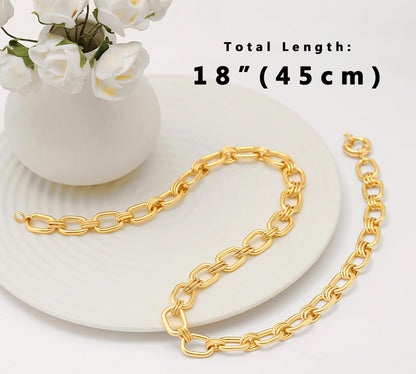 Aobei Pearl 18K Gold Paperclip Chain Choker Satellite Chain Biwa Pearl Pendant Necklace Dainty Jewelry for Women