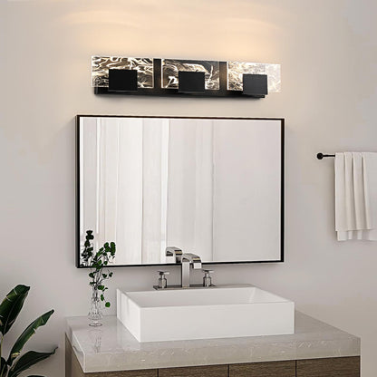 LED Bathroom Vanity Light: 24 inch Brushed Gold Acrylic Modern Lighting Fixtures - 3 Lights Contemporary Smoke Design Wall Lights Fixture Over Mirror 3000K