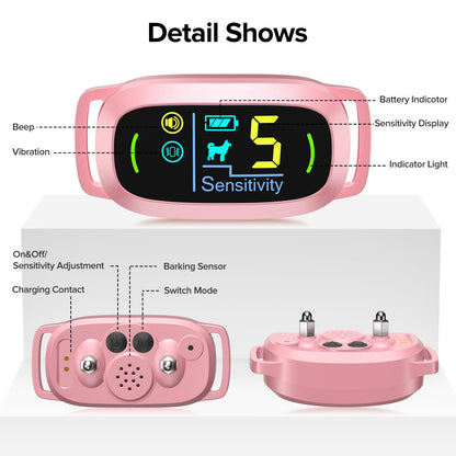 Dog Bark Collar for Large Medium Small Dogs, Rechargeable Smart Bark Collar, Anti Barking Training Collar with 5 Adjustable Sensitivity Beep Vibration (Black)