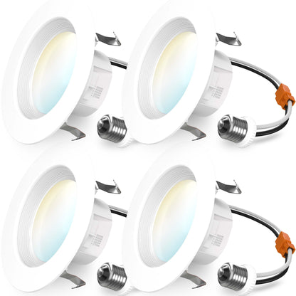 Sunco Recessed Lighting 6 Inch, Retrofit Can Lights, 965LM, 13W (75W Equivalent), Selectable CCT 2700K/3000K/3500K/4000K/5000K, Dimmable, Baffle Trim, Damp Rated UL 4 Pack