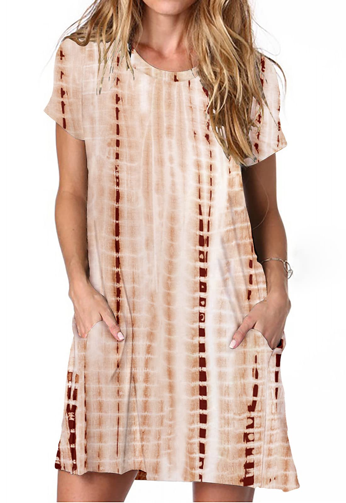 Alaster Women’s Casual Summer T Shirt Dress Loose Short Sleeve Tunic Dress with Pocket for Women