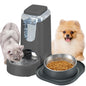 2 Pack Automatic Cat Feeder and Stainless Steel Water Dispenser, Gravity Dog Waterer Set Food Feeder and Waterer Set for Small Medium Kitten Puppy Pets(1 Gallon x 2, Charcoal Gray)