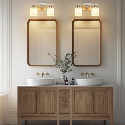 PARTPHONER Bathroom Light Fixtures, Bathroom Lighting Fixtures Over Mirror, Interior Classic Vanity Lights, Modern Bathroom Vanity Light with Textured White Glass Shade, Brushed Nickel, 3-Light