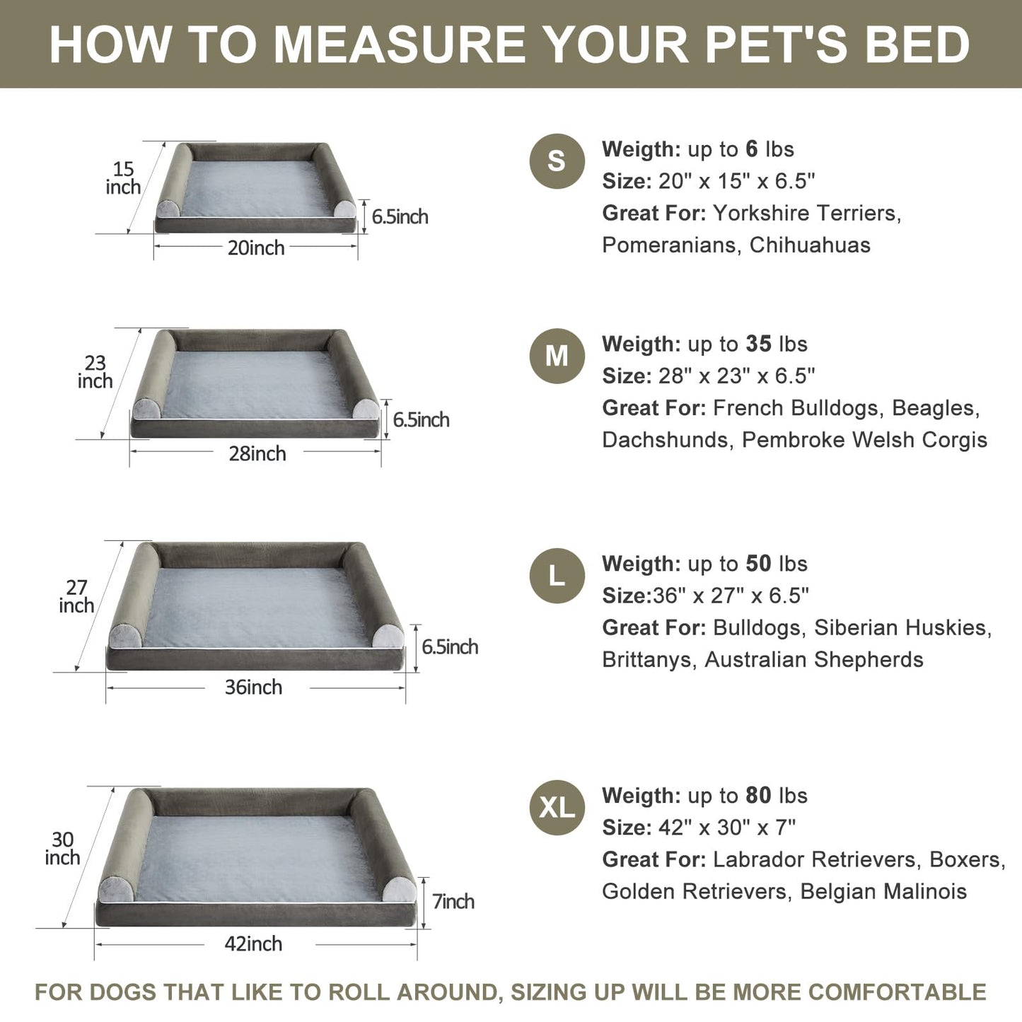 BFPETHOME Dog Beds for Large Dogs, Orthopedic Dog Bed for Medium Large Dogs,Big Waterproof Couch Dog Pet Bed with Removable Washable Cover