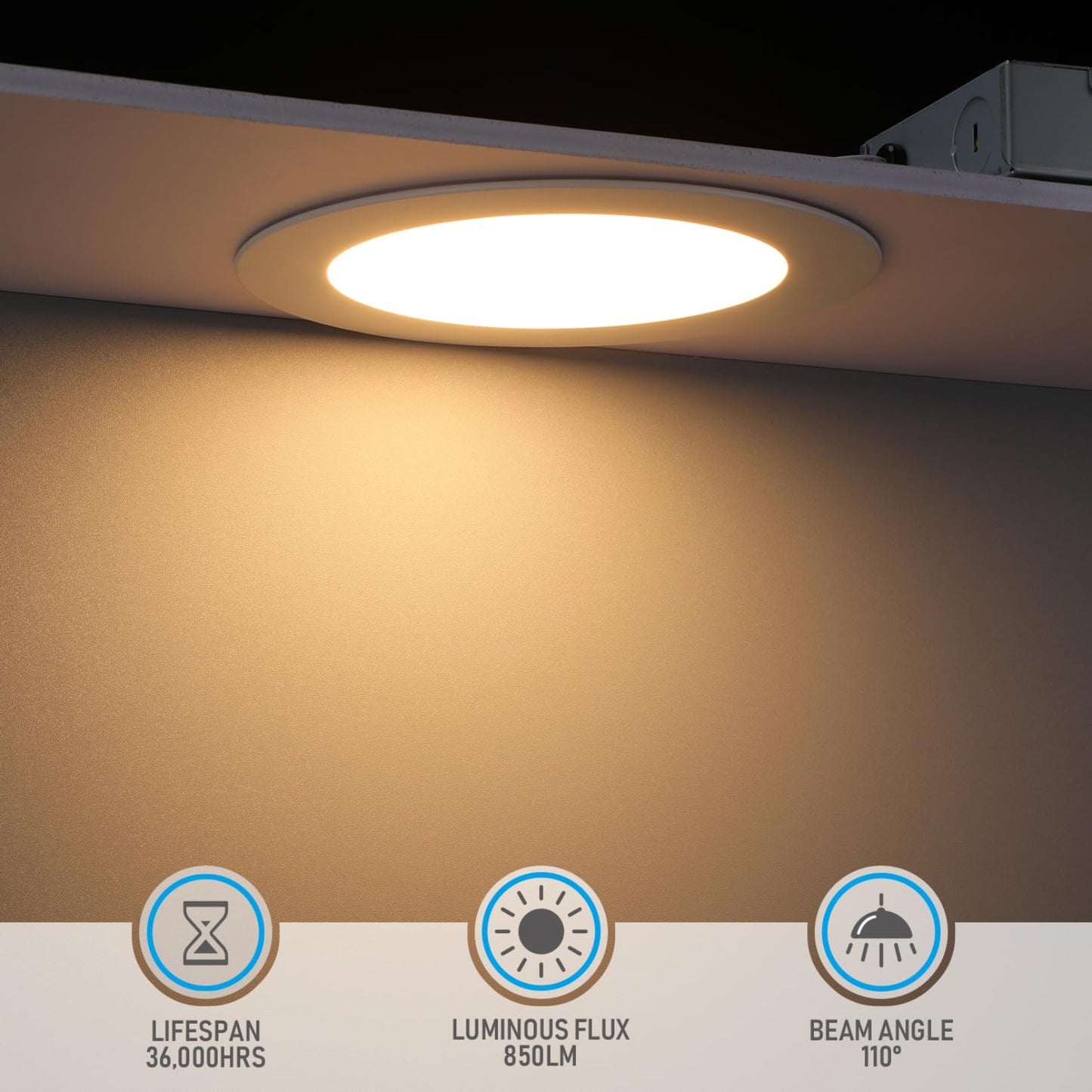 TORCHSTAR Basic Series 12-Pack 6 Inch Ultra-Thin LED Recessed Lighting with Junction Box, CRI90, Aluminum, 5000K Daylight, 5%-100% Dimmable Slim Recessed Downlight, 12W 1100LM, ETL and Energy Star