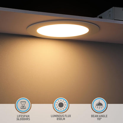 TORCHSTAR Basic Series 12-Pack 6 Inch Ultra-Thin LED Recessed Lighting with Junction Box, CRI90, Aluminum, 5000K Daylight, 5%-100% Dimmable Slim Recessed Downlight, 12W 1100LM, ETL and Energy Star