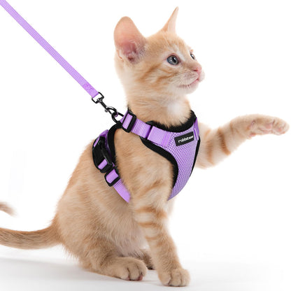 rabbitgoo Cat Harness and Leash for Walking, Escape Proof Soft Adjustable Vest Harnesses for Cats, Easy Control Breathable Reflective Strips Jacket, Black, XS