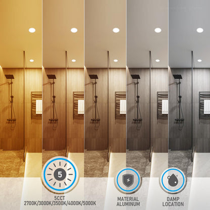 TORCHSTAR Basic Series 12-Pack 6 Inch Ultra-Thin LED Recessed Lighting with Junction Box, CRI90, Aluminum, 5000K Daylight, 5%-100% Dimmable Slim Recessed Downlight, 12W 1100LM, ETL and Energy Star