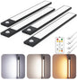 12" Thin Motion-Activated Under Cabinet Lighting, Aluminum Alloy Under Counter Lights for Kitchen, 3-Color-Temps Magnetic Closet Lights, Rechargeable Motion Sensor Light Indoor (4Pack, Silver)