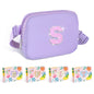COSHAYSOO Pink Belt Bag Small Waist Fanny Pack Mini Crossbody Purse with Initial Preppy Letter Patch for Teen Girl Women Workout, Cross Body Chest Pouch Trending Birthday Gift Idea (S)