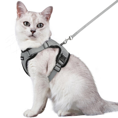 rabbitgoo Cat Harness and Leash for Walking, Escape Proof Soft Adjustable Vest Harnesses for Cats, Easy Control Breathable Reflective Strips Jacket, Black, XS
