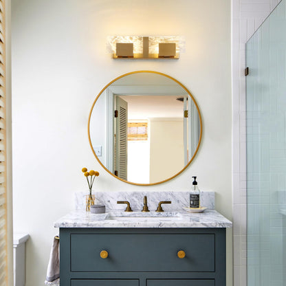 LED Bathroom Vanity Light: 24 inch Brushed Gold Acrylic Modern Lighting Fixtures - 3 Lights Contemporary Smoke Design Wall Lights Fixture Over Mirror 3000K