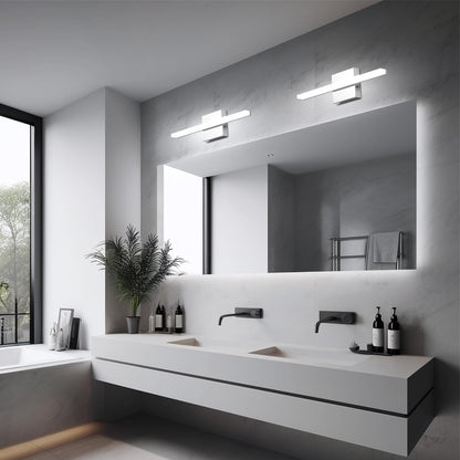 Combuh Modern Bathroom Light Fixtures Over Mirror 16 Inch IP44 9W Chrome Vanity Light Bar for Bathroom Wall Light Fixtures Cool White 6000K