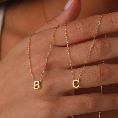 IEFWELL Dainty Initial Necklaces for Women Girls - 14K Gold White Gold Plated Letter A-Z Necklace Simple Choker Chain Necklaces, Layered Gold Jewelry for Women Teen Girls Gifts