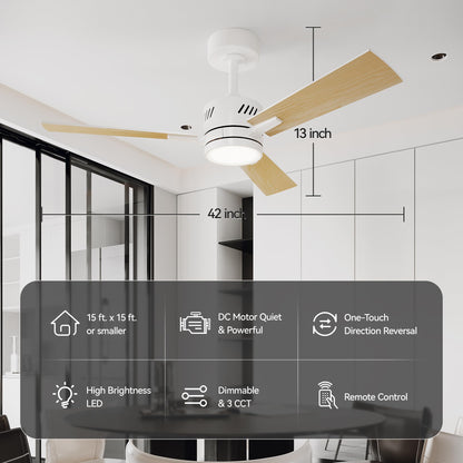 SUNMORY Ceiling Fans with Lights and Remote, 30 inch Low Profile Ceiling Fan with Light, Modern Flush Mount Ceiling Fan for Bedroom/Kitchen/Dining Room/Patio, 6 Wind Speeds, Dimmable, White