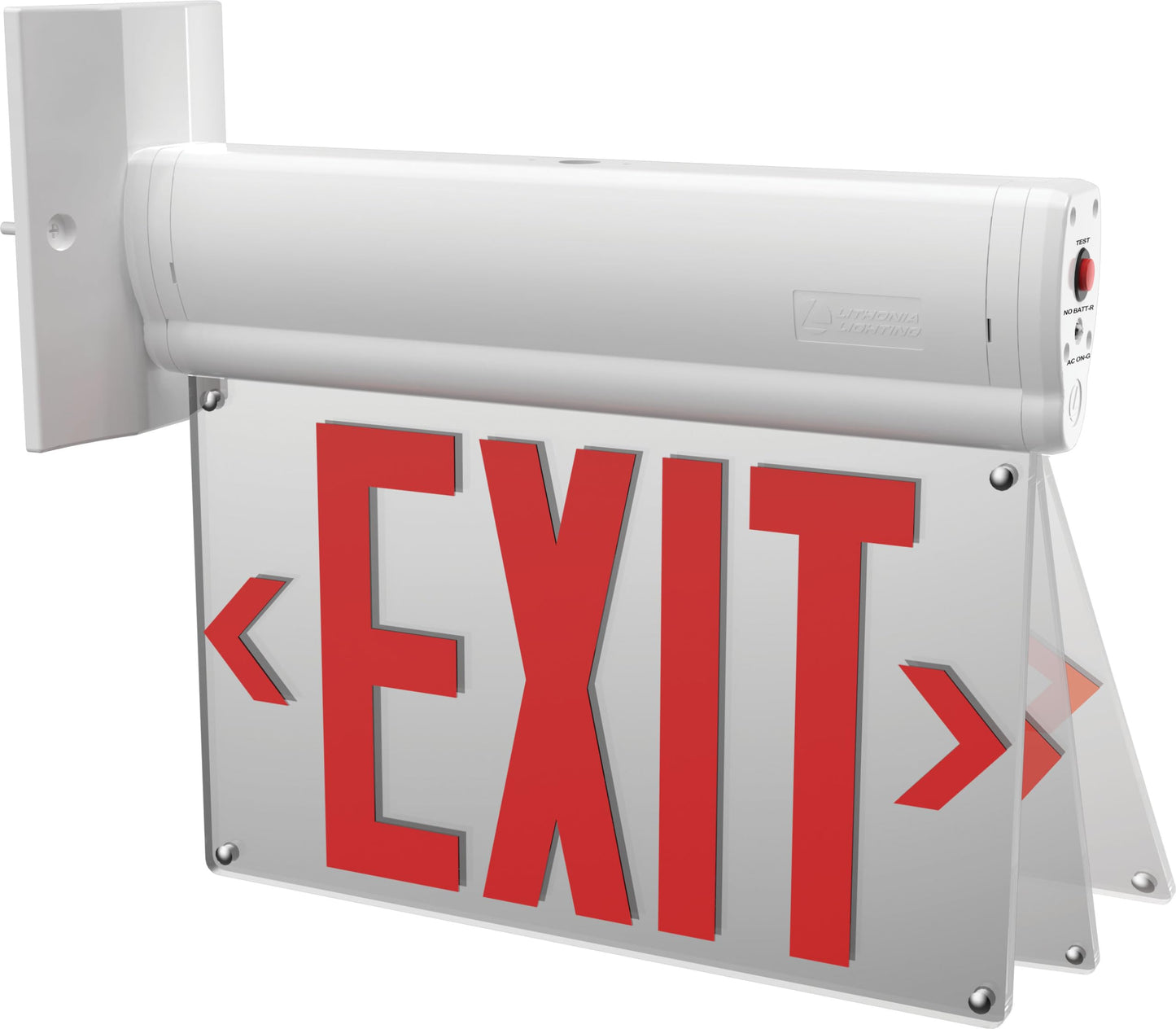 Lithonia Lighting BE W R SM M6 BE Basics Edge-Lit Exit Sign, White with Red Letters, Surface Mount