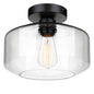 MAXvolador Industrial Semi Flush Mount Ceiling Light, Clear Glass Pendant Lamp Shade, Farmhouse Lighting for Hallway, Vintage Hanging Light Fixtures