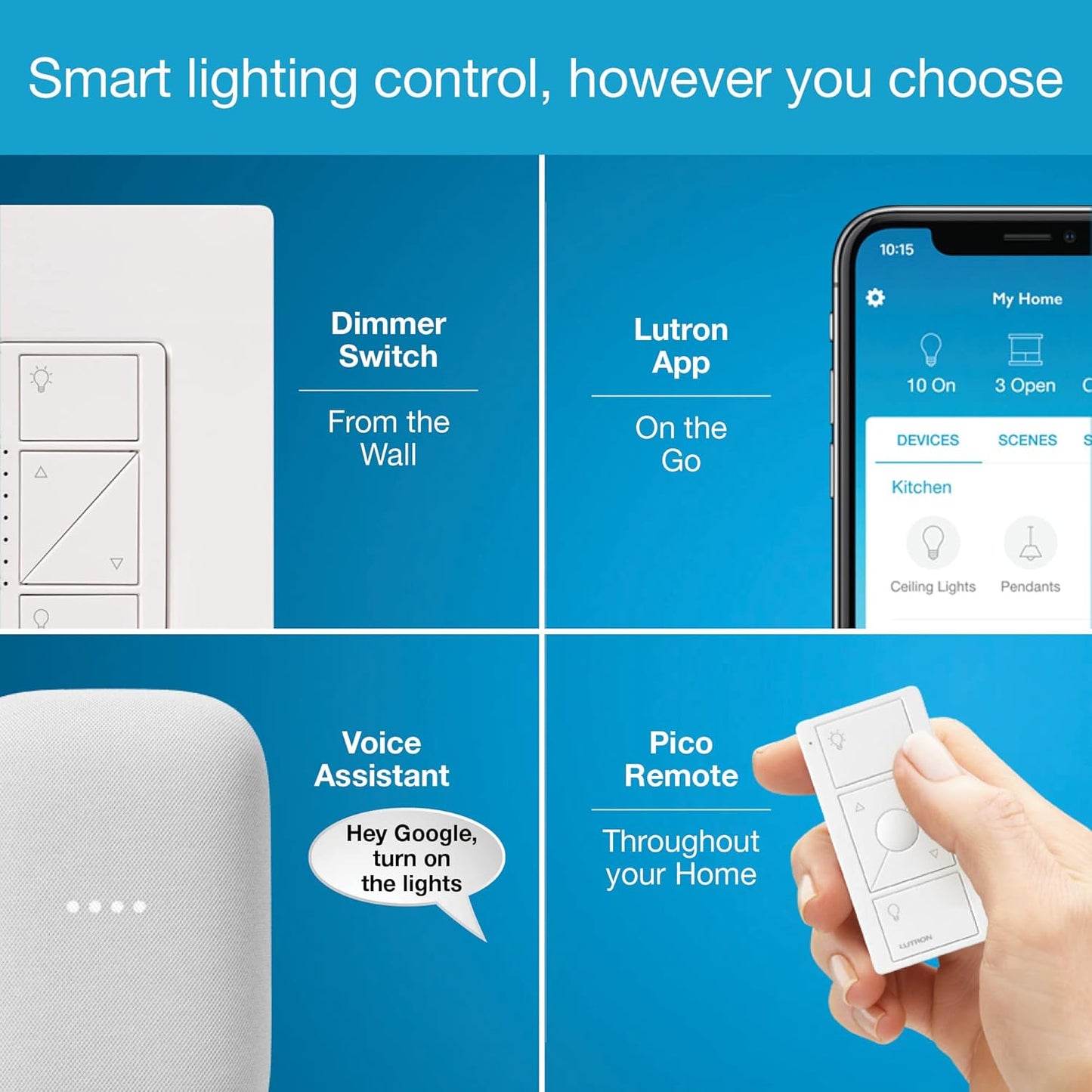 Lutron Caseta Smart Lighting Kit w/ Hub, 2 Original Dimmer Switches, 2 Remotes & More for LED Light Bulbs, Works w/ Alexa, Apple Homekit, Google Home, No Neutral Req, Single-Pole/3-Way, P-BDG-PKG2W