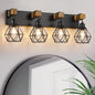 Farmhouse Vanity Light for Bathroom, 3-Light Wood Bathroom Vanity Light Fixtures Over Mirror, Rustic Sconces Wall Lighting with Metal Lampshade for Living Room, Bedroom, Hallway