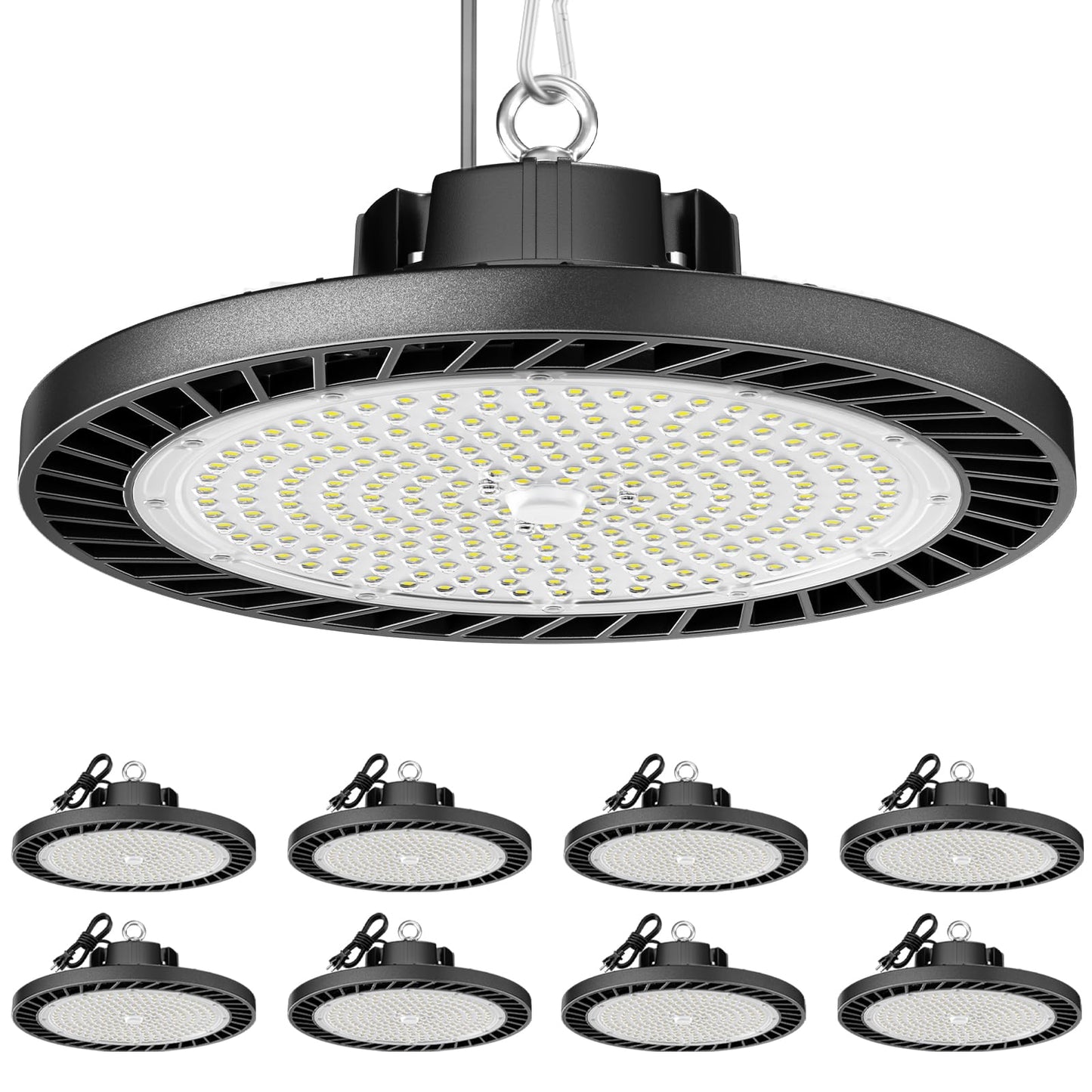 4Pack LED High Bay Light 200W 30000LM Commercial Lighting Products, 100-277V 6000K with Plug, Led Shop Lighting for Garage Barn Gyms Workshop Lighting