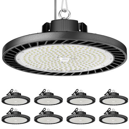 4Pack LED High Bay Light 200W 30000LM Commercial Lighting Products, 100-277V 6000K with Plug, Led Shop Lighting for Garage Barn Gyms Workshop Lighting