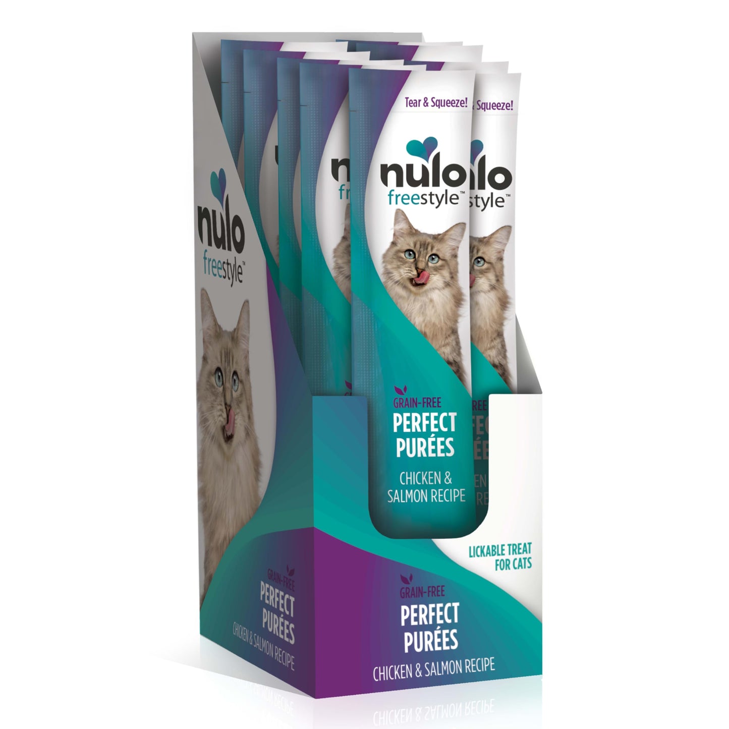 Nulo Freestyle Grain-Free Perfect Purees Premium Wet Cat Treats, Squeezable Meal Topper for Felines, High Moisture Content to Support Cat Hydration, 0.5 Ounce, Variety Pack