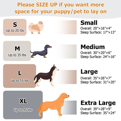 Orthopedic Memory Foam Dog Beds for Medium Dogs Waterproof Durable Dog Pet Bed Comfy Dog Couch Bed with Washable Removable Cover Bolster Kennel Pad for Dogs Up to 35lbs (M,30"x20"x6")
