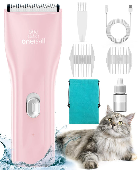 oneisall Pet Clipper for Cat Matted Hair, Pet Shaver for Cats Quiet Pet Hair Clippers Cordless Cat Clippers for Matted Hair Cat Clippers for Long Hair(Standard Blade)