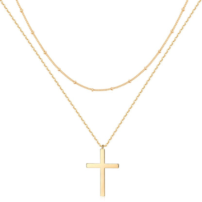 MEVECCO Layered Heart Necklace Pendant Handmade 18k Gold Plated Dainty Gold Choker Arrow Bar Layering Long Necklace for Women