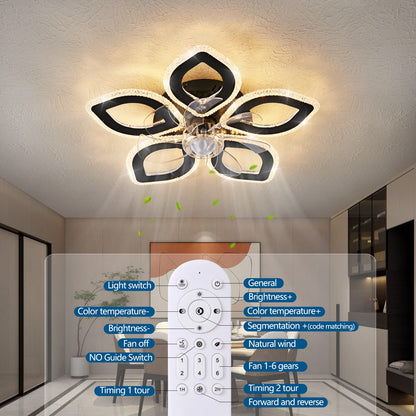 Ceiling Fan with Lights Remote Control, 24" Black, 6 Speeds 3 Light Color Low Profile Flush Mount Ceiling Fan for Kitchen Bedroom